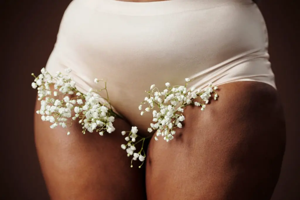 woman in white underwear with flowers