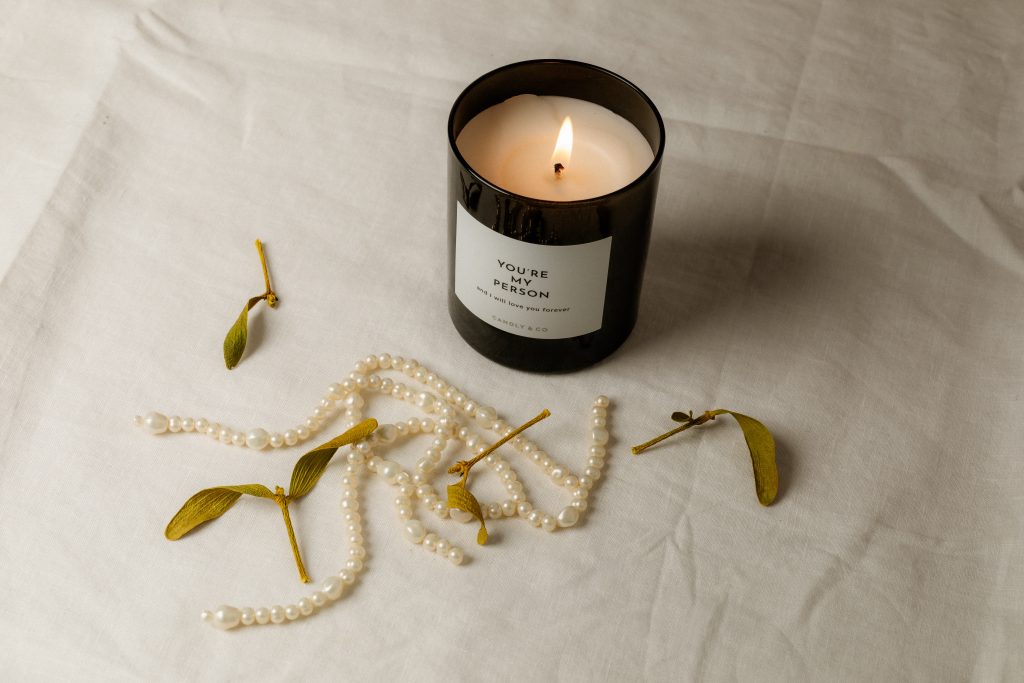 Candle on white background