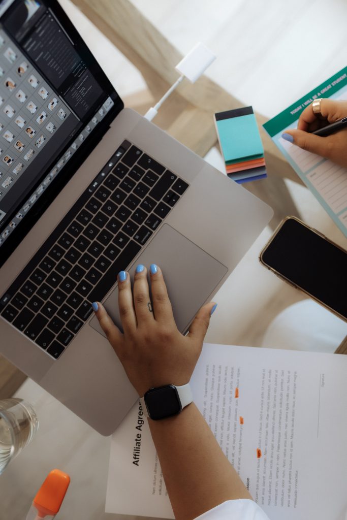 woman using laptop